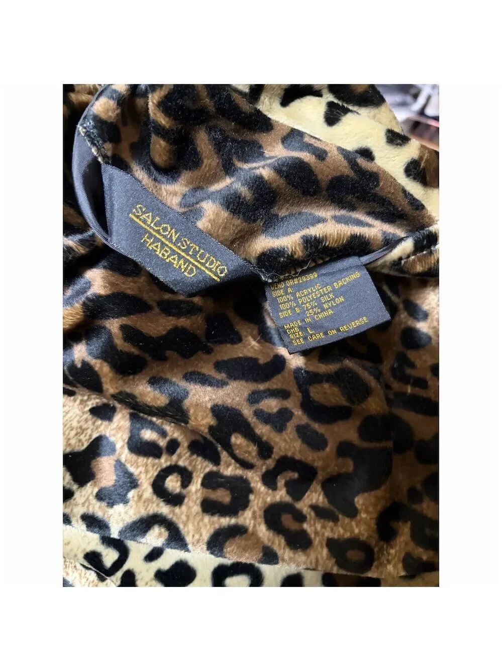 Salon Studio Reversible Leopard Print & Black Button Front Coat Womens L - Picture 2 of 5
